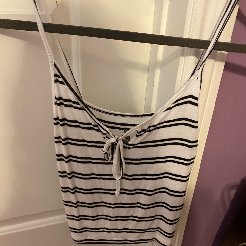 Me to we tie in the front stripped tank top